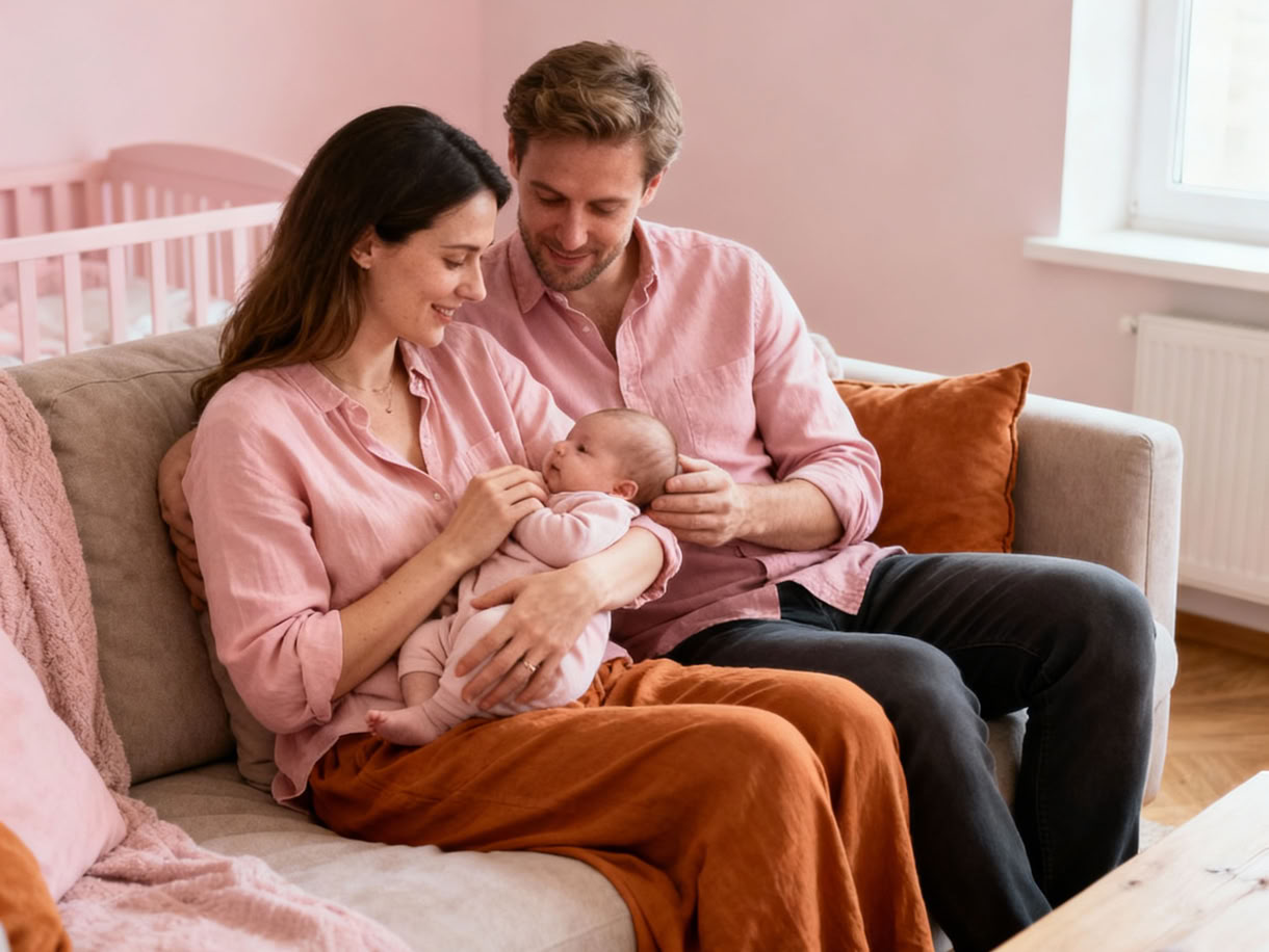 Un couple profitant d'un moment de sérénité à la plage pendant la grossesse. Idéal pour les thèmes liés au style de vie et à la famille.